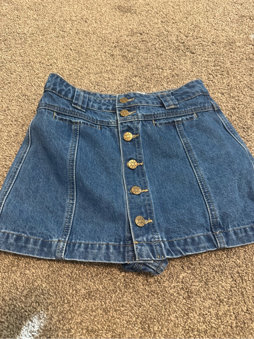 Button-Front Blue Denim Skort for Women